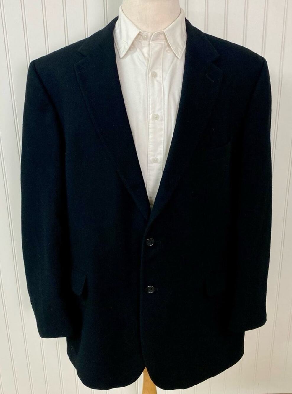 VTG Y2K Brooks Brothers 2-button camel hair textured black blazer jacket, 48L